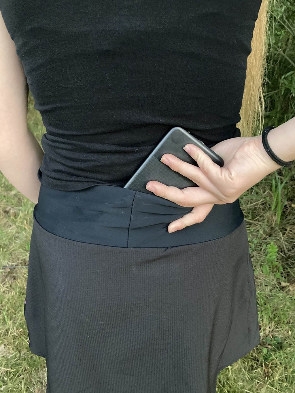 Skirt with 3/4 length leggings - black with aqua paws