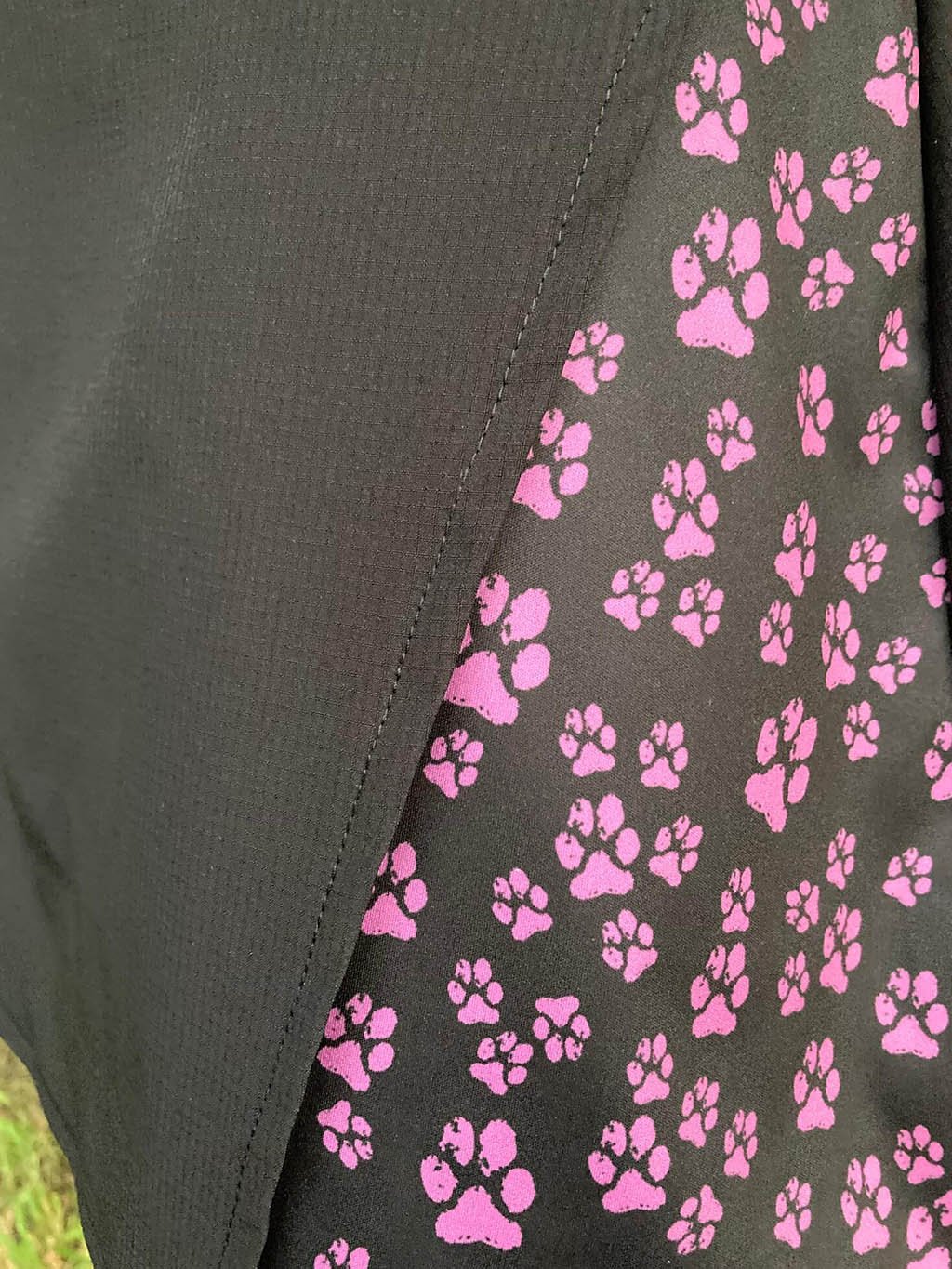 Skirt with 3/4 length leggings - black with lavender paws