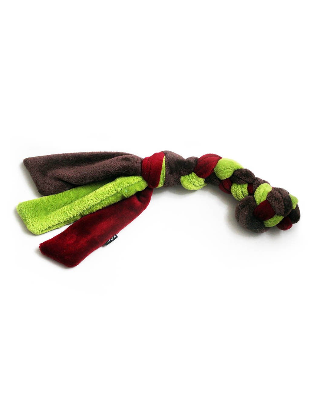 Knitted tug toytug toy - burgundy/lime