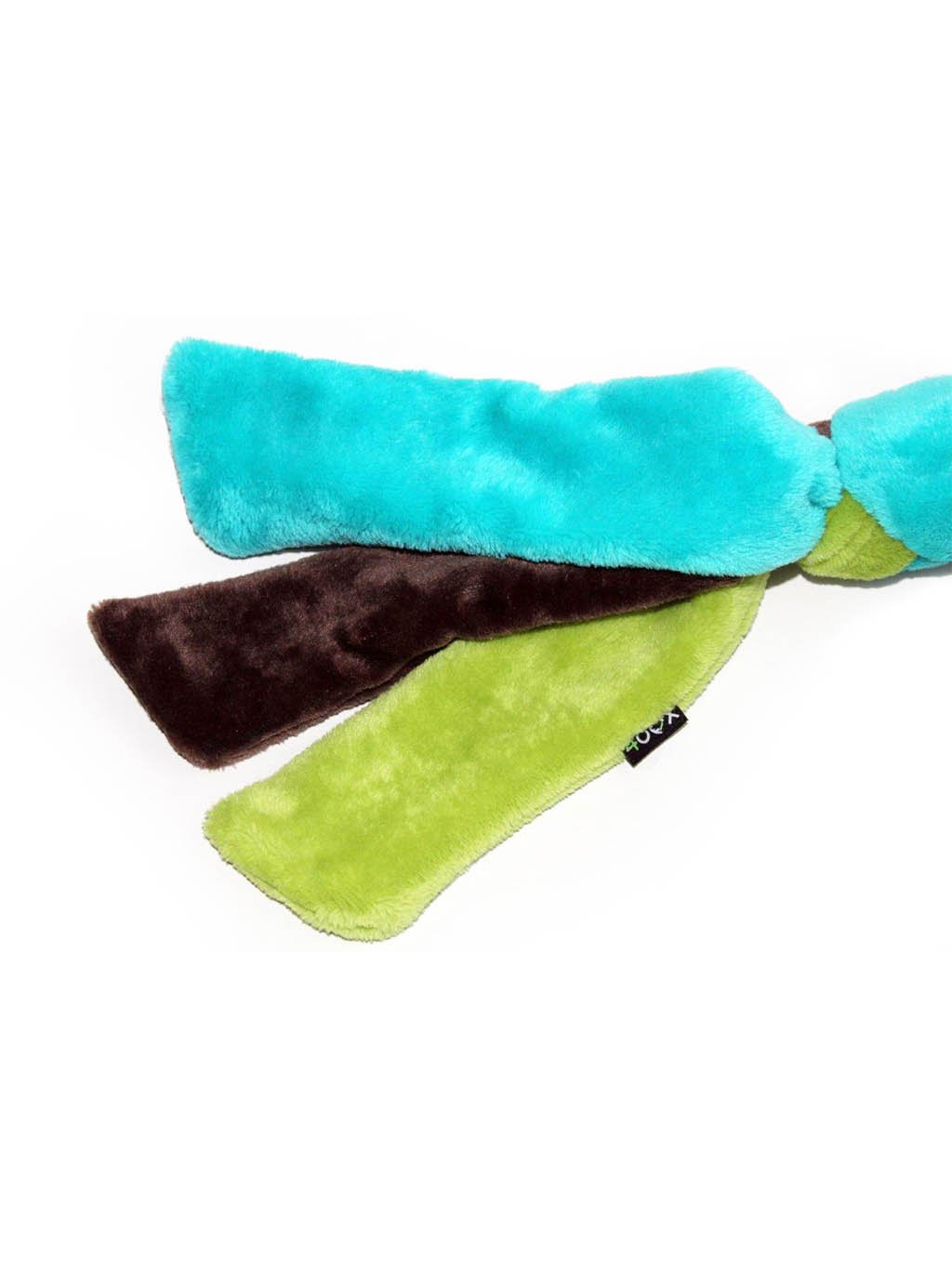 Knitted tug toy - turquoise/lime