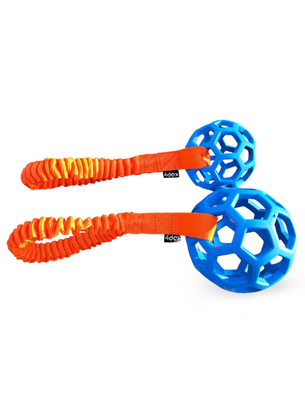 Tug of war - perforated ball with shock absorber 11 cm blue/orange 4dox