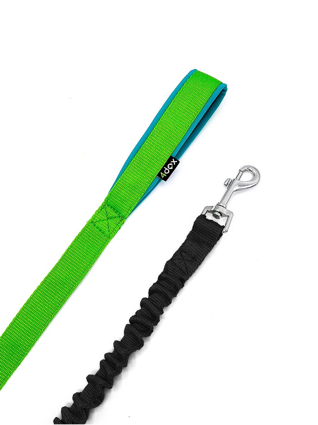 Leash with a shock absorber LIME-BLACK