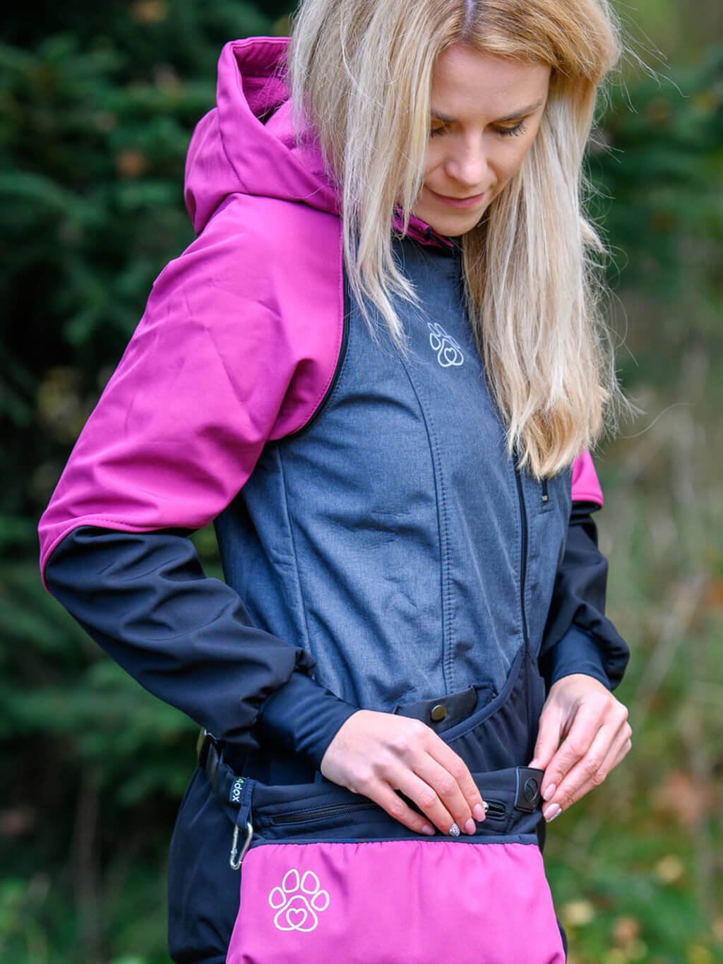 Women's training jacket 2 in 1 raspberry