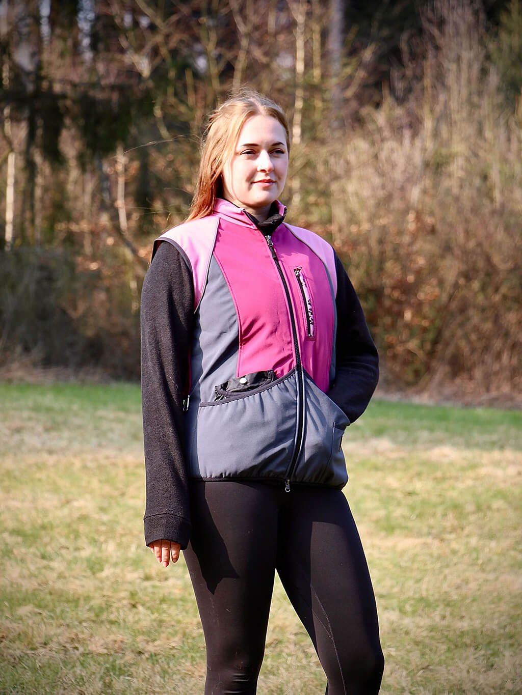 Women's training waistcoat - RASPBERRY-LAVENDER