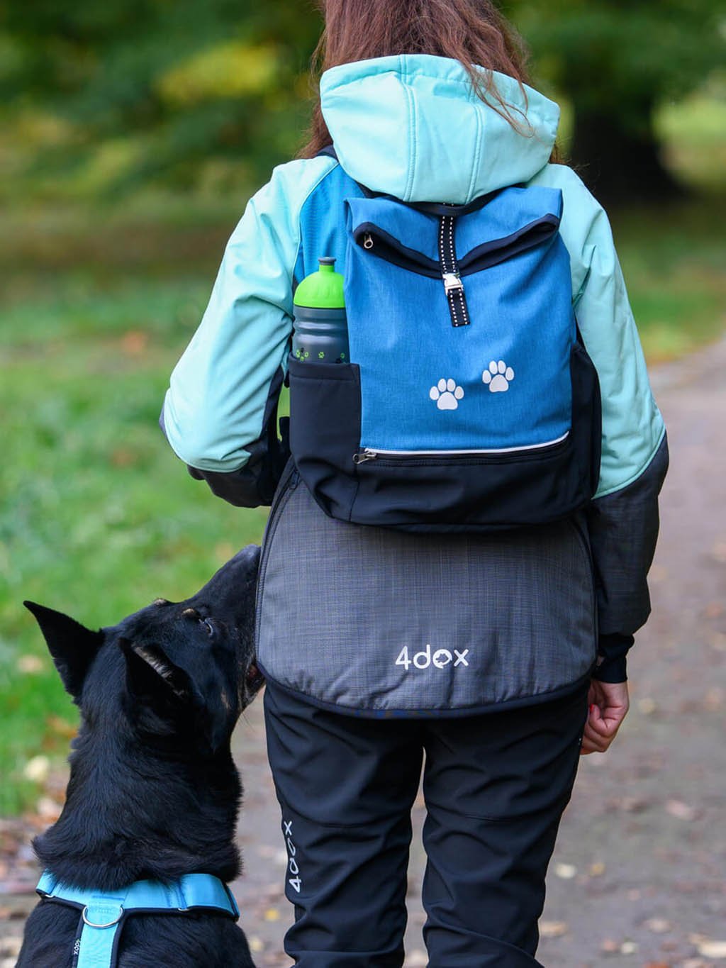 Training backpack Teal with top zip fastening 4dox