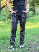 Women's training trousers WINTER - black reflective camouflage