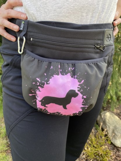 Treatbag  pink with magnetic clasp Dachshund longhaired J2 sale
