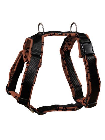 Comfort plus harness - cinnamon with paws