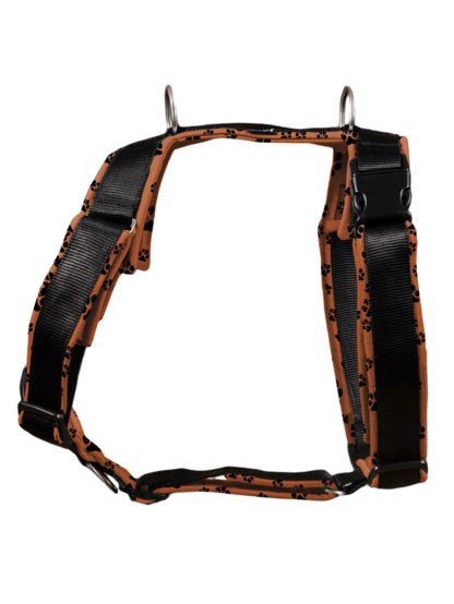 Comfort plus harness - cinnamon with paws 2