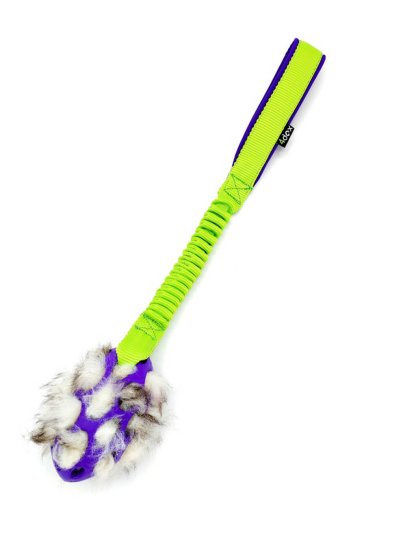 Sheepskin tug of war in ball, with shock absorber lime 4dox