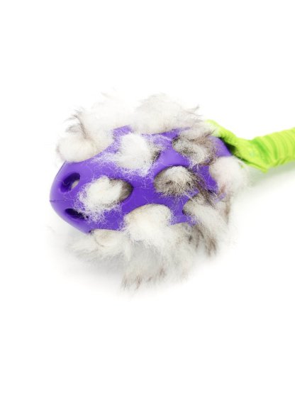 Sheepskin tug of war in ball, with shock absorber lime 4dox 2