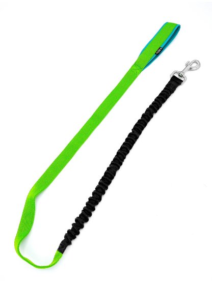 Leash with a shock absorber LIME-BLACK 2