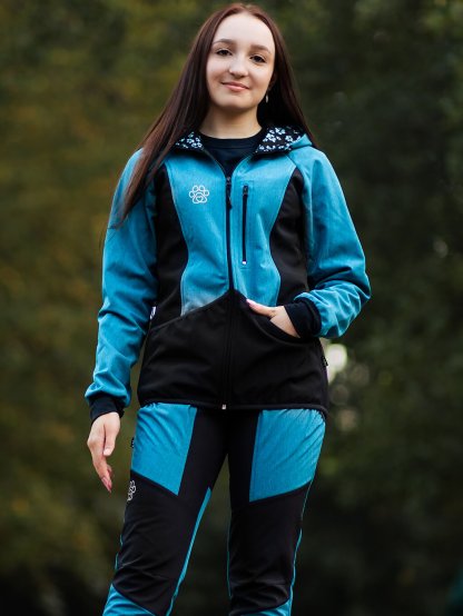 Ladies training jacket petrol-black 4dox 2
