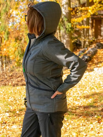 Women's winter jacket striped anthracite 2