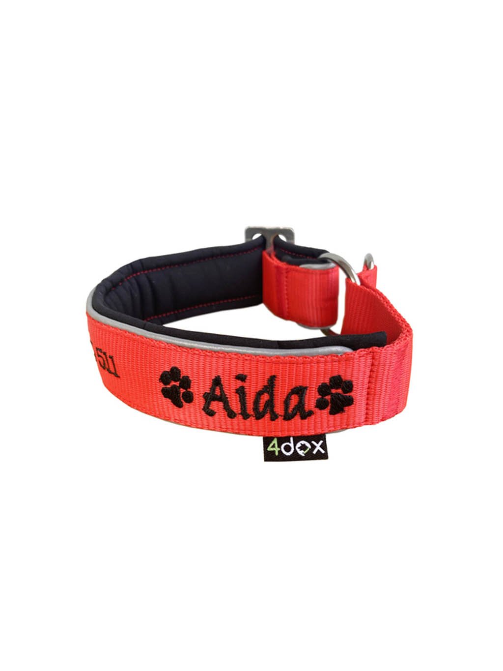 Červený obojek s černou výšivkou Aida