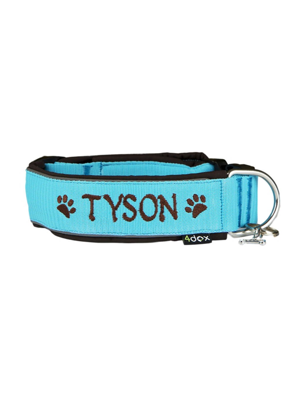 Obojek Tyson pro psa, výrazný tyrkysový design se jménem