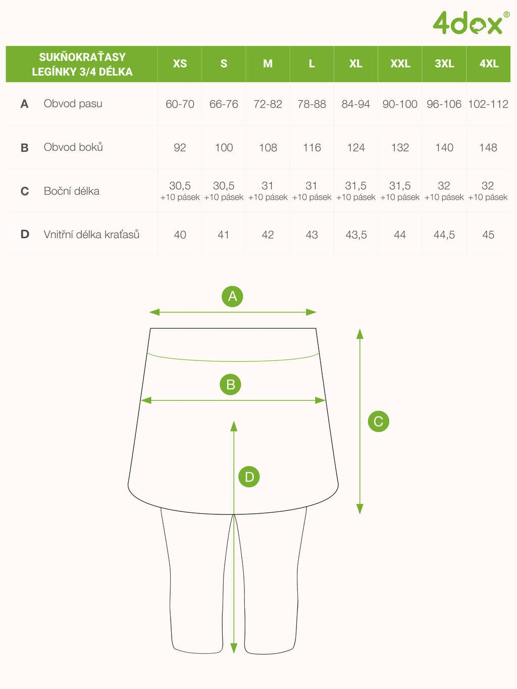 3/4 rok-broek zwart met lavendelkleurige pootafdrukken 4dox