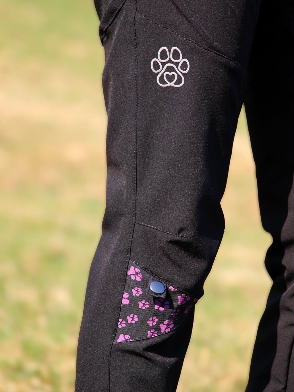 Ladies spring training pants - black with lavender paws