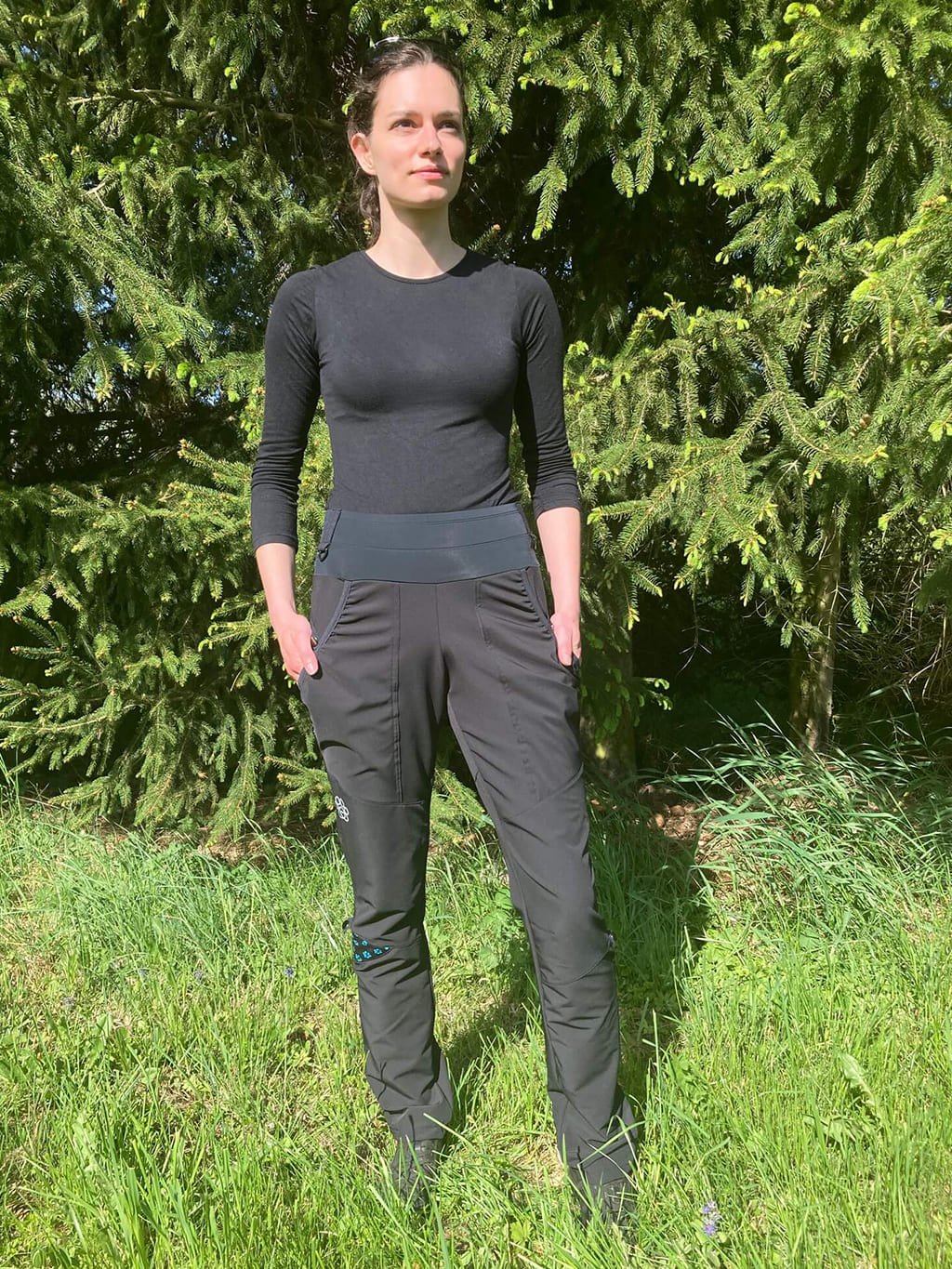 Women's training trousers SUMMER - black with turquoise paws