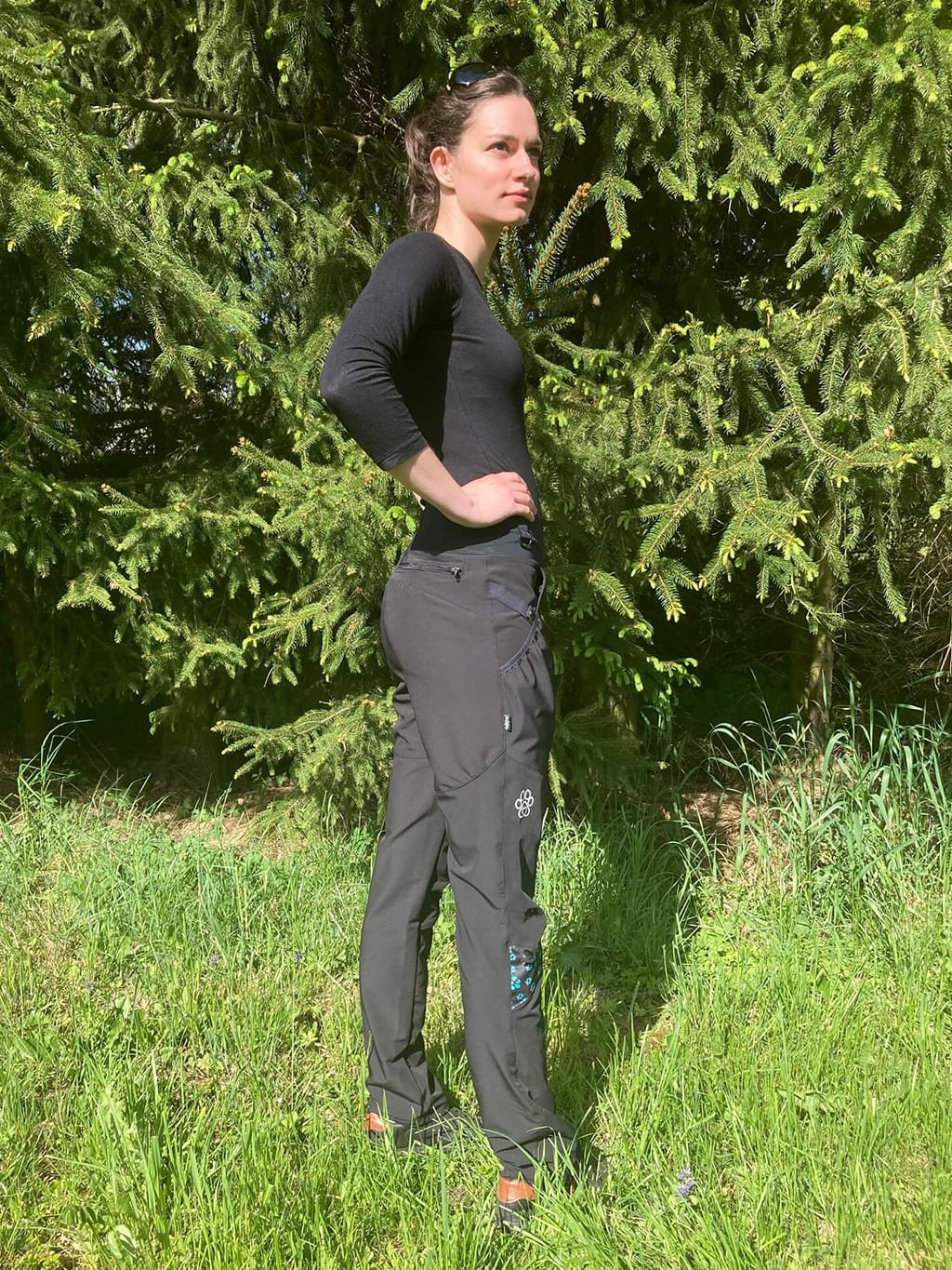 Women's training trousers SUMMER - black with turquoise paws