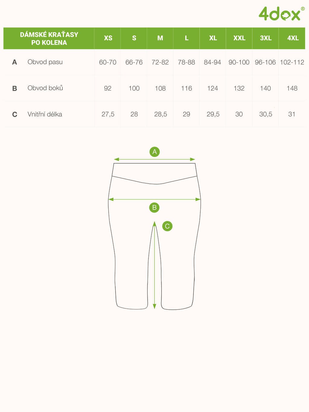 Knielange zwarte shorts 4dox