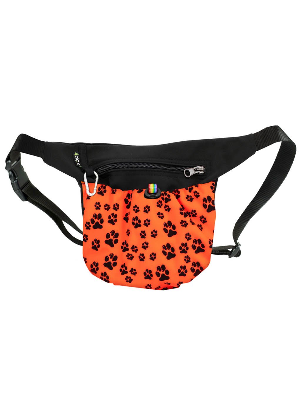 Treat bag 2in1 neon orange with paws 4dox