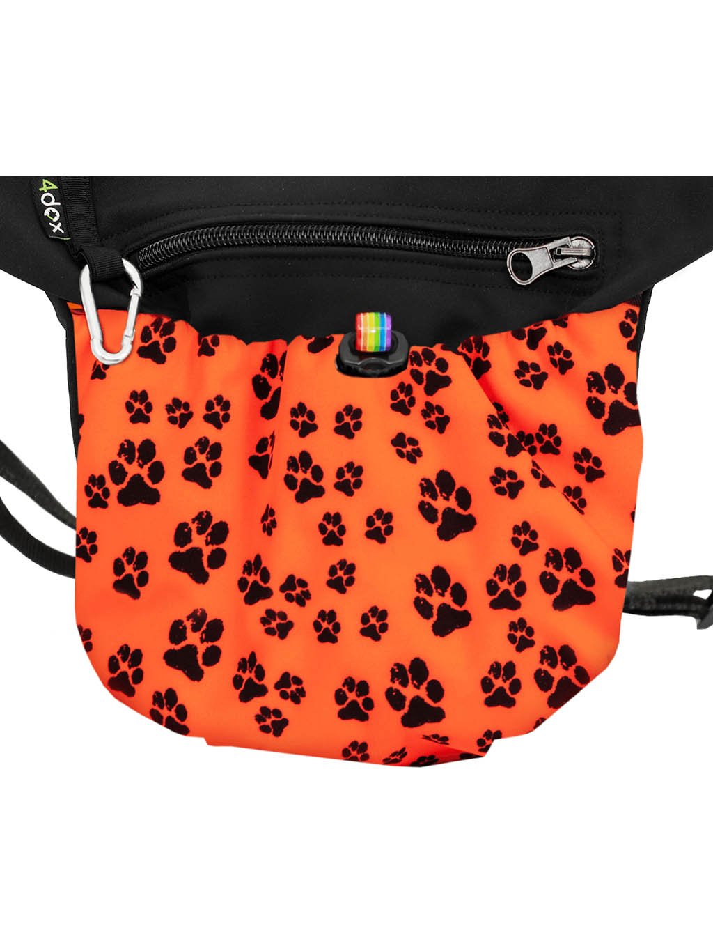 Treat bag 2in1 neon orange with paws 4dox