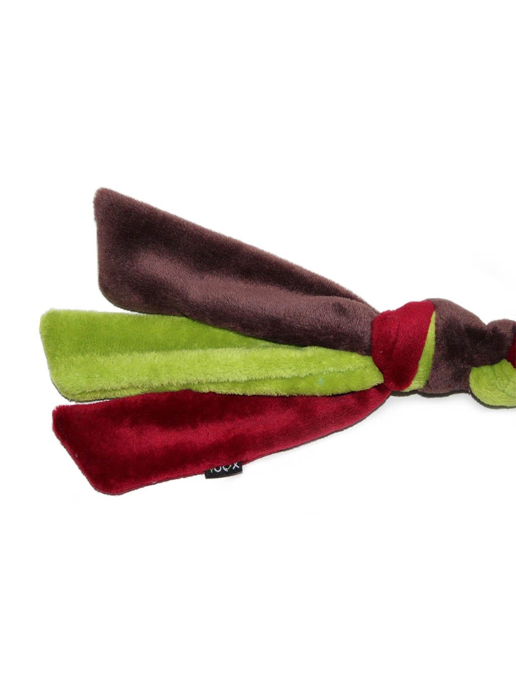 Knitted tug toytug toy - burgundy/lime