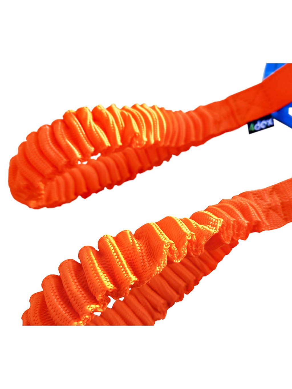 Trekkoord - geperforeerde bal met schokdemper 11 cm blauw/oranje 4dox