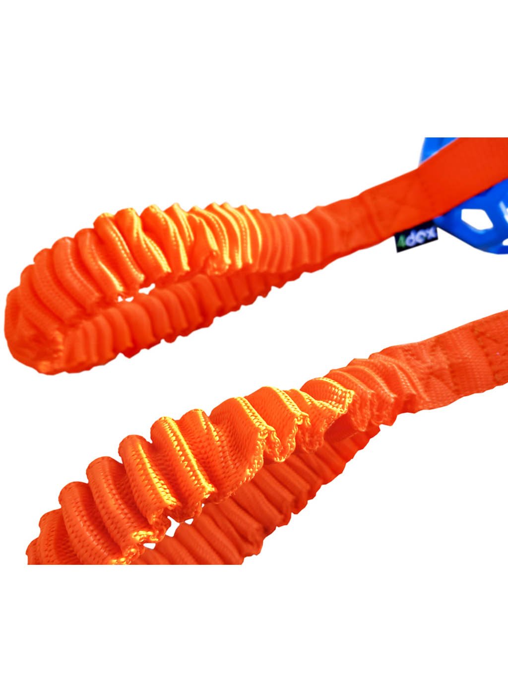 Trekspeeltje - geperforeerde bal met schokdemper 8 cm blauw/oranje 4dox