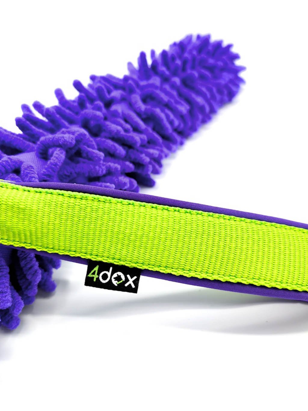 Tug toy with shock absorber LONG purple-lime 4dox