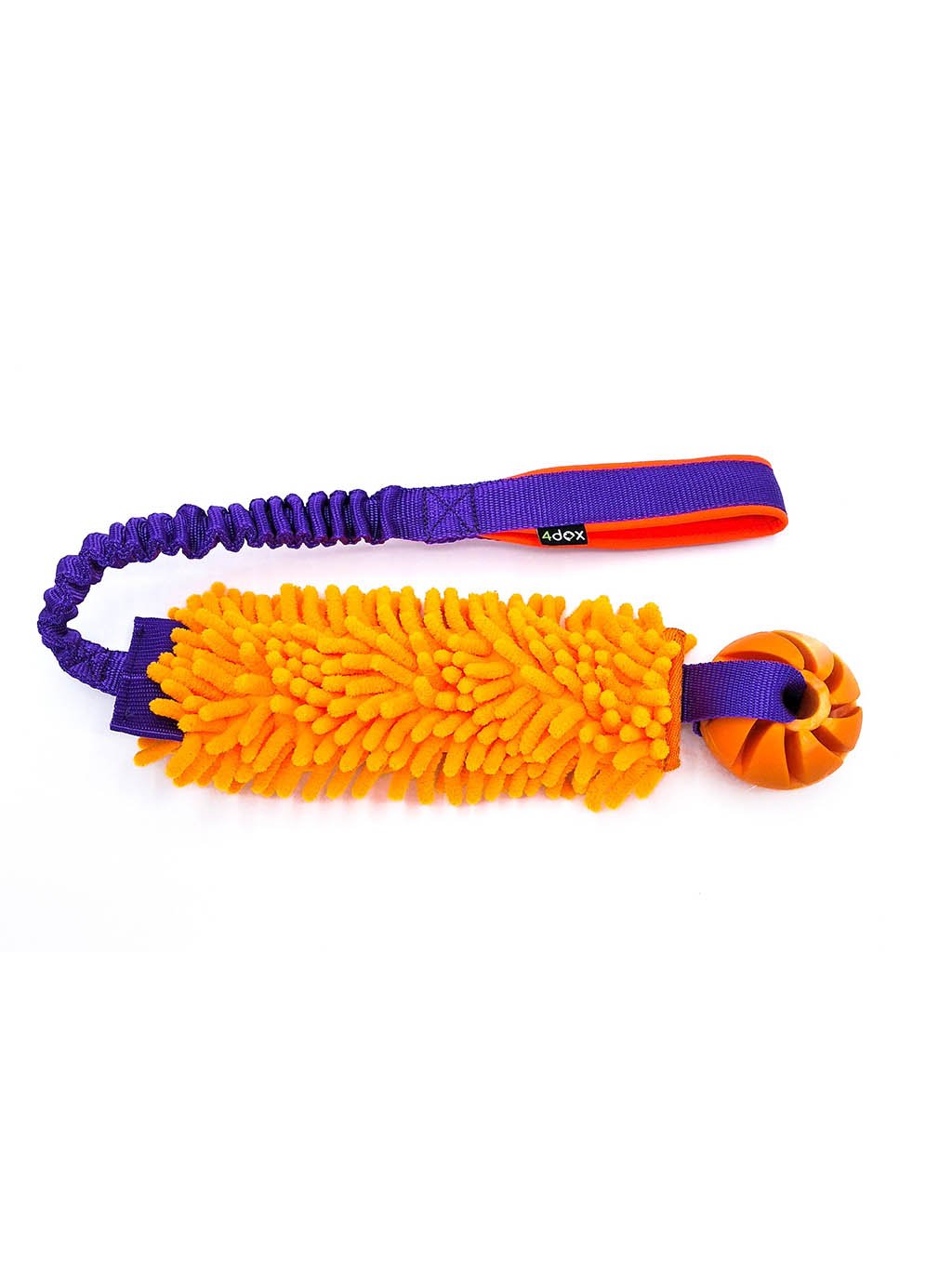 Pull toy with ball 6 cm and shock absorber orange 4dox