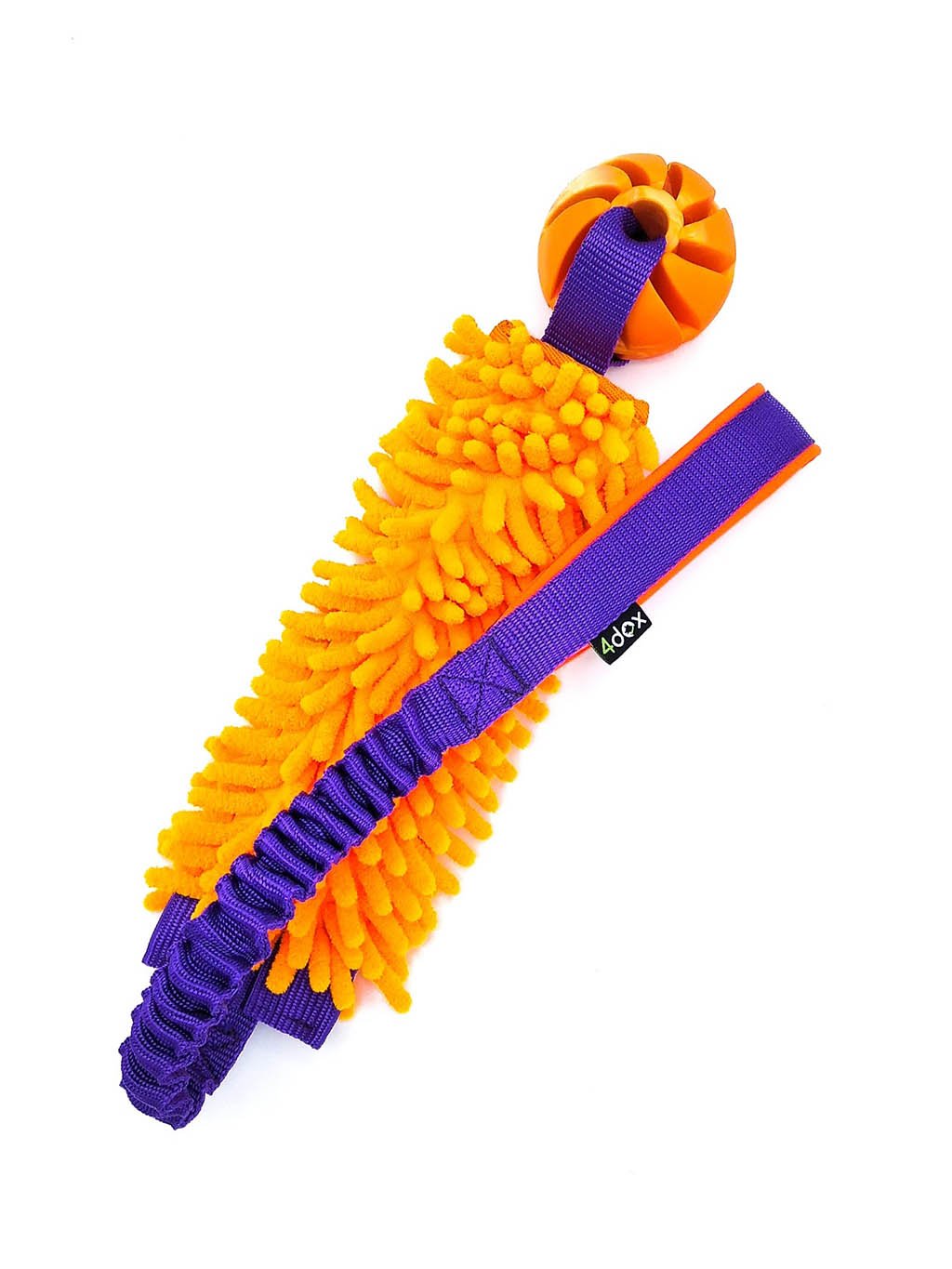 Pull toy with ball 6 cm and shock absorber orange 4dox