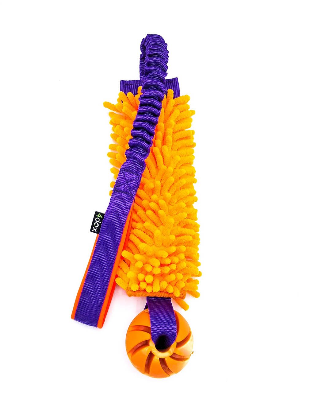 Pull toy with ball 6 cm and shock absorber orange 4dox