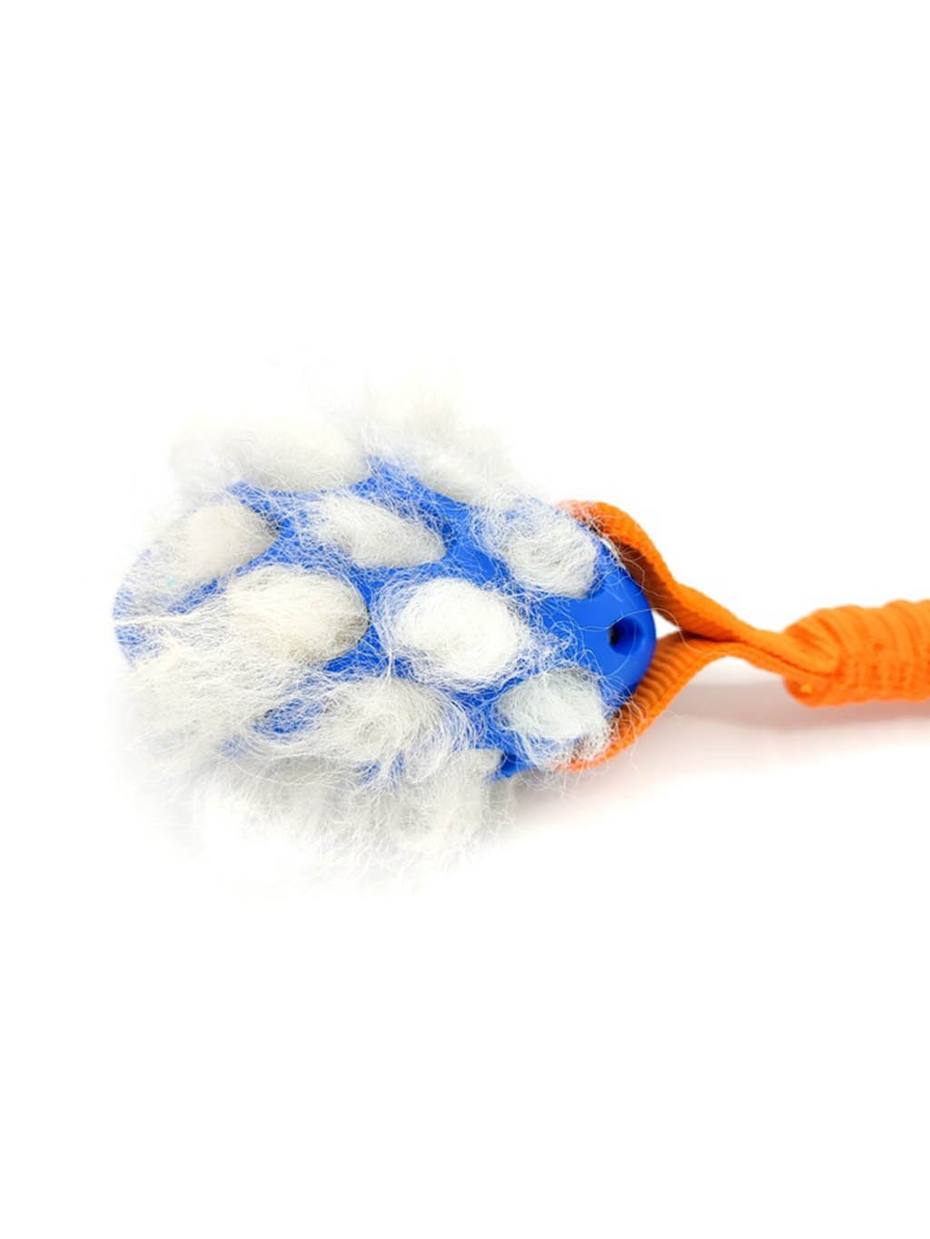 Sheepskin tug of war in ball, with shock absorber orange 4dox