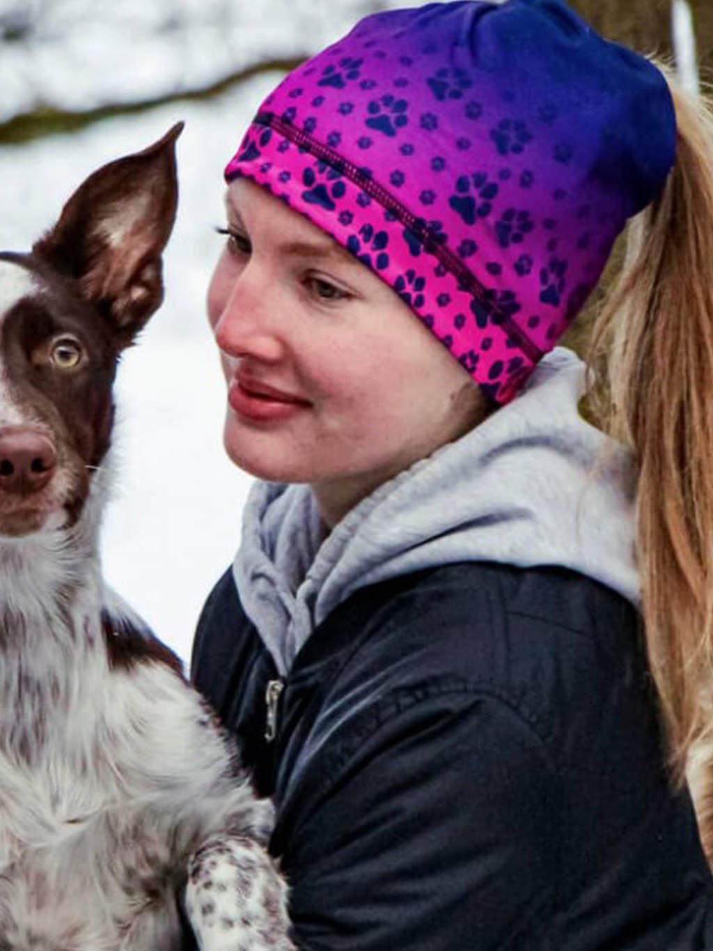 Sportmuts, omkeerbaar, opening voor paardenstaart, A10 blauw-roze