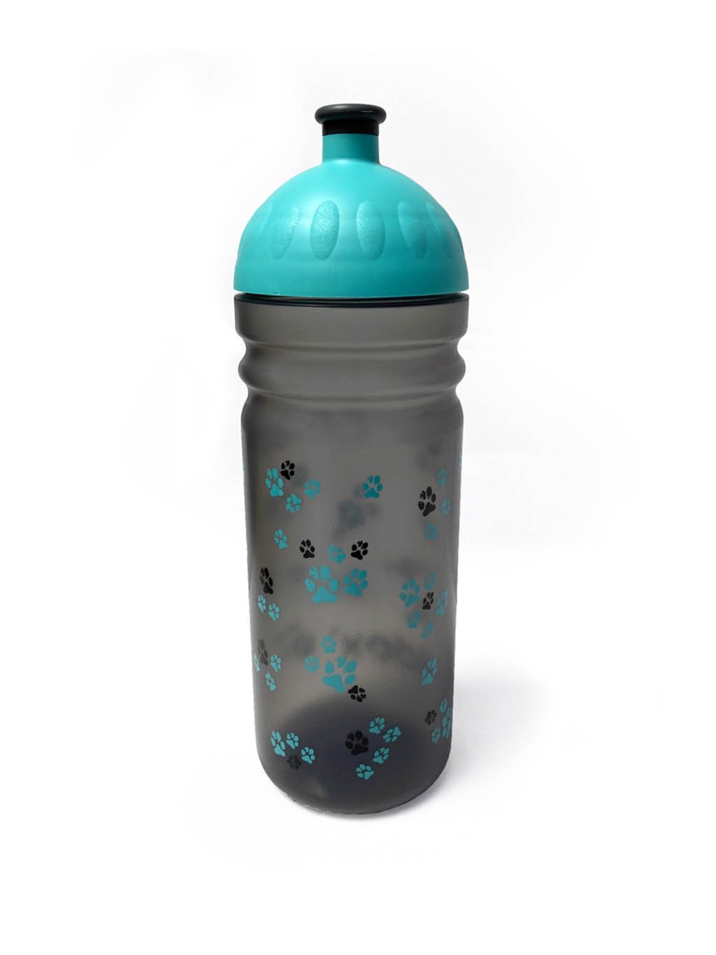 Bottle with turquoise paws