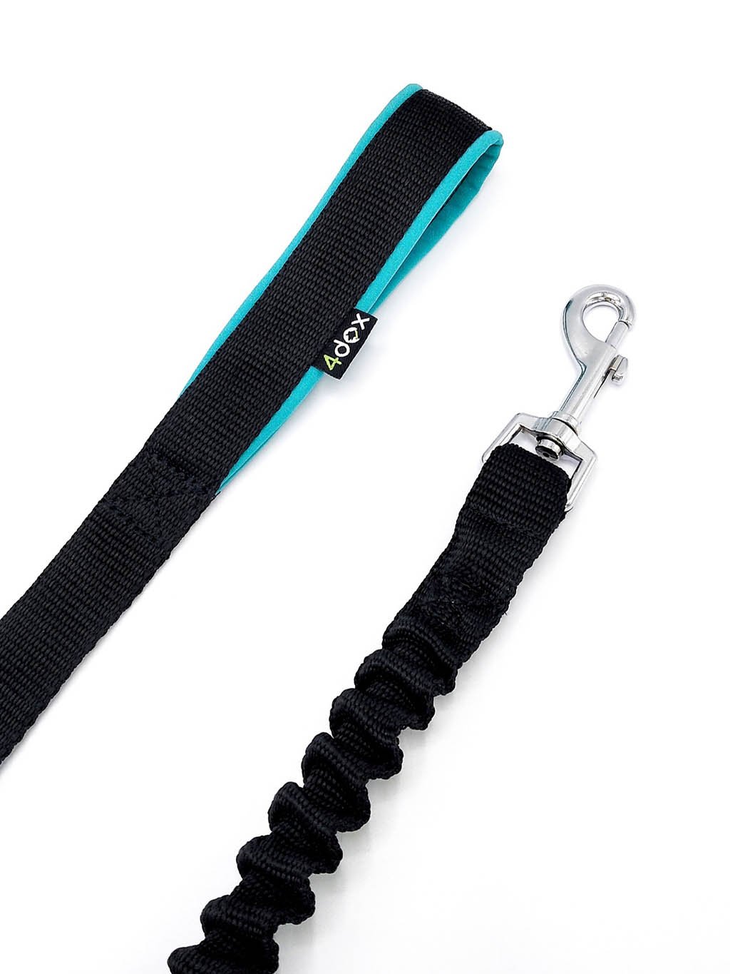 Riem met schokdemper ZWART-TURQUOISE 4dox