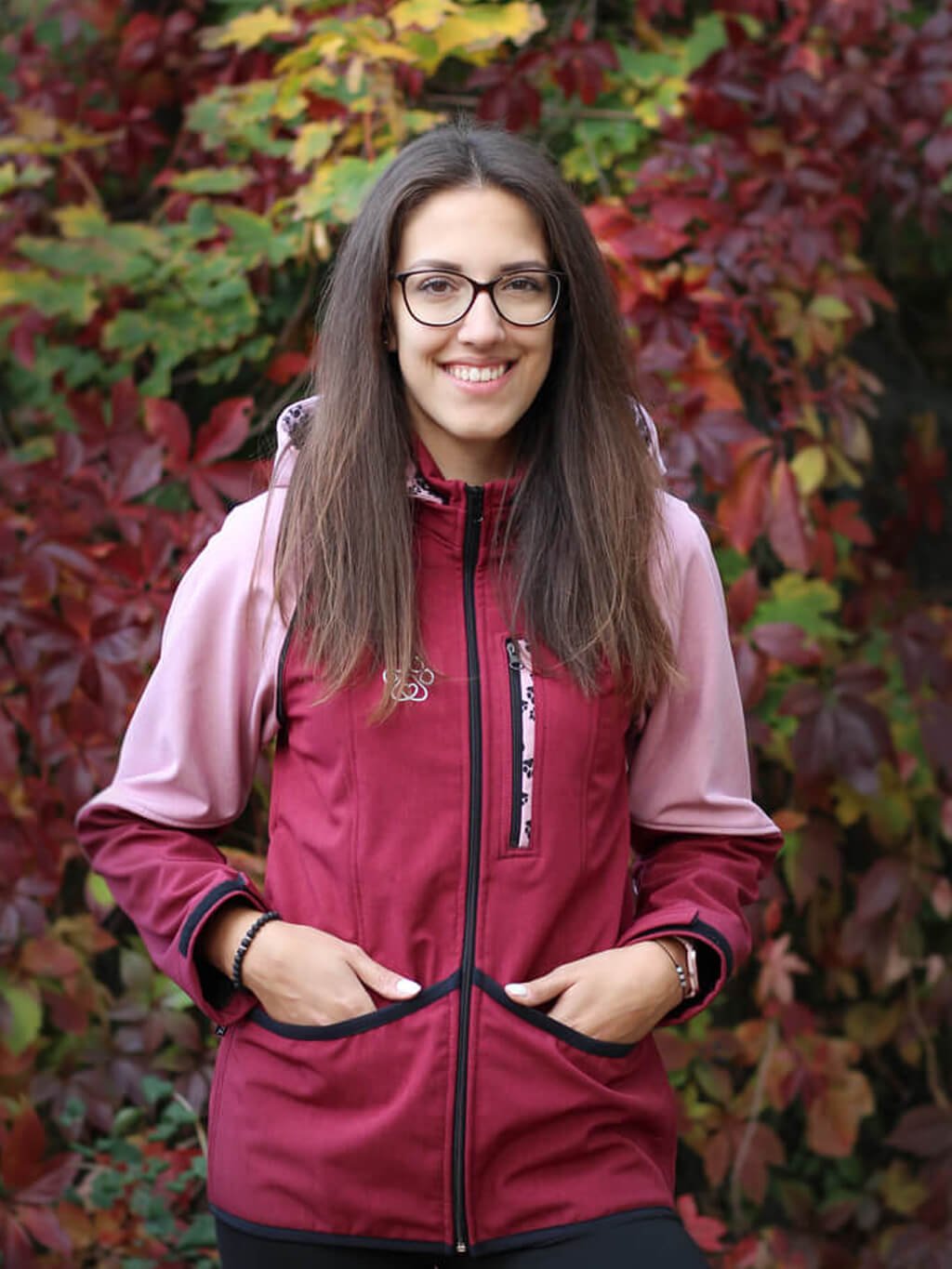 Women's training jacket 2 in 1 garnet