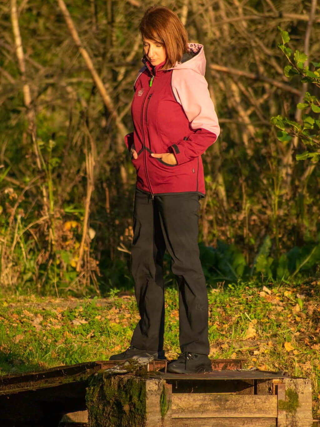 Women's training jacket 2 in 1 garnet