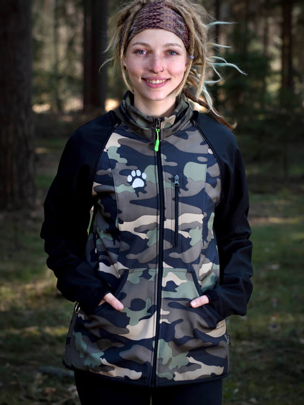 Women's training jacket 2 in 1 camouflage