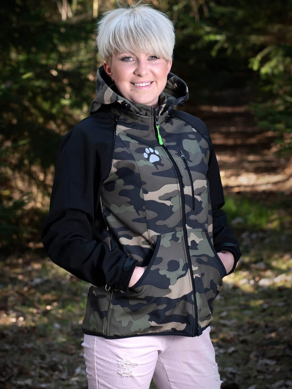 Women's training jacket 2 in 1 camouflage