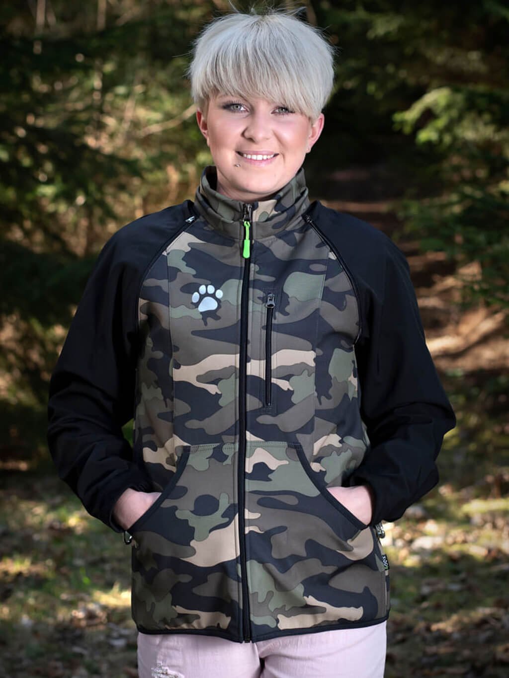 Women's training jacket 2 in 1 camouflage