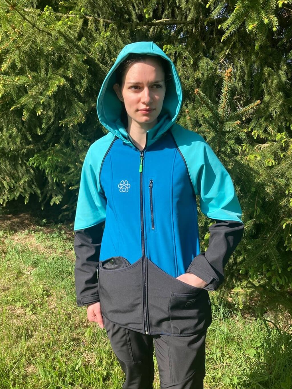 Women's training jacket 2 in 1 turquoise