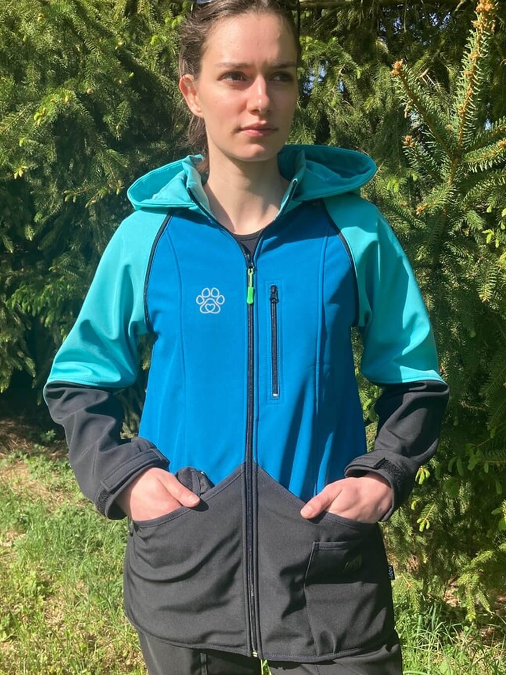 Women's training jacket 2 in 1 turquoise