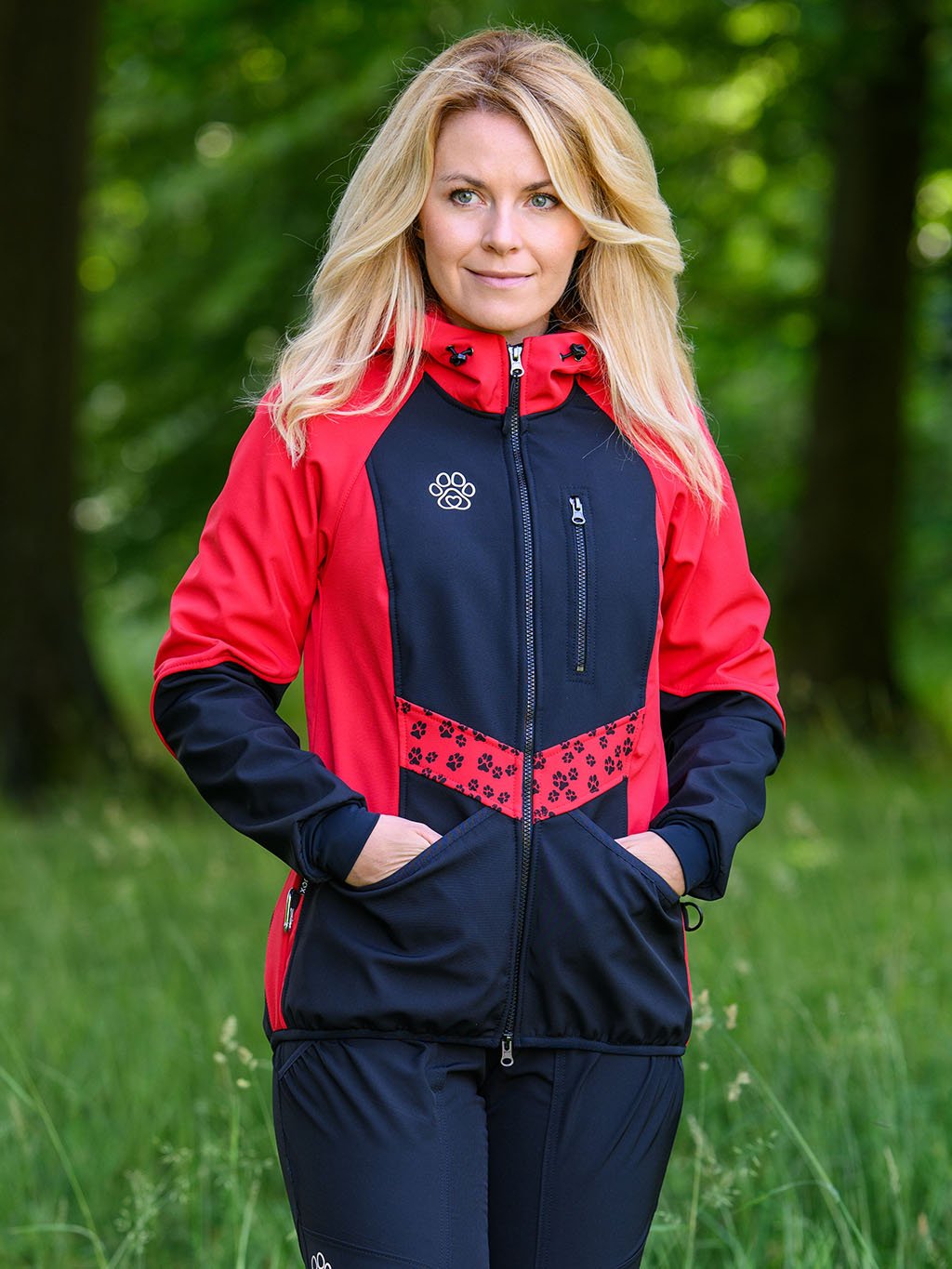 Ladies training jacket red all year round 4dox