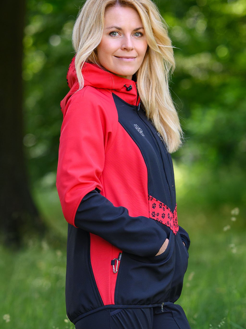 Ladies training jacket red all year round 4dox