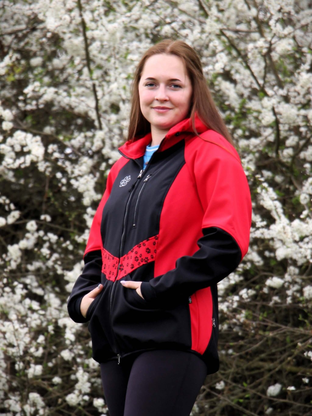 Ladies training jacket red all year round 4dox