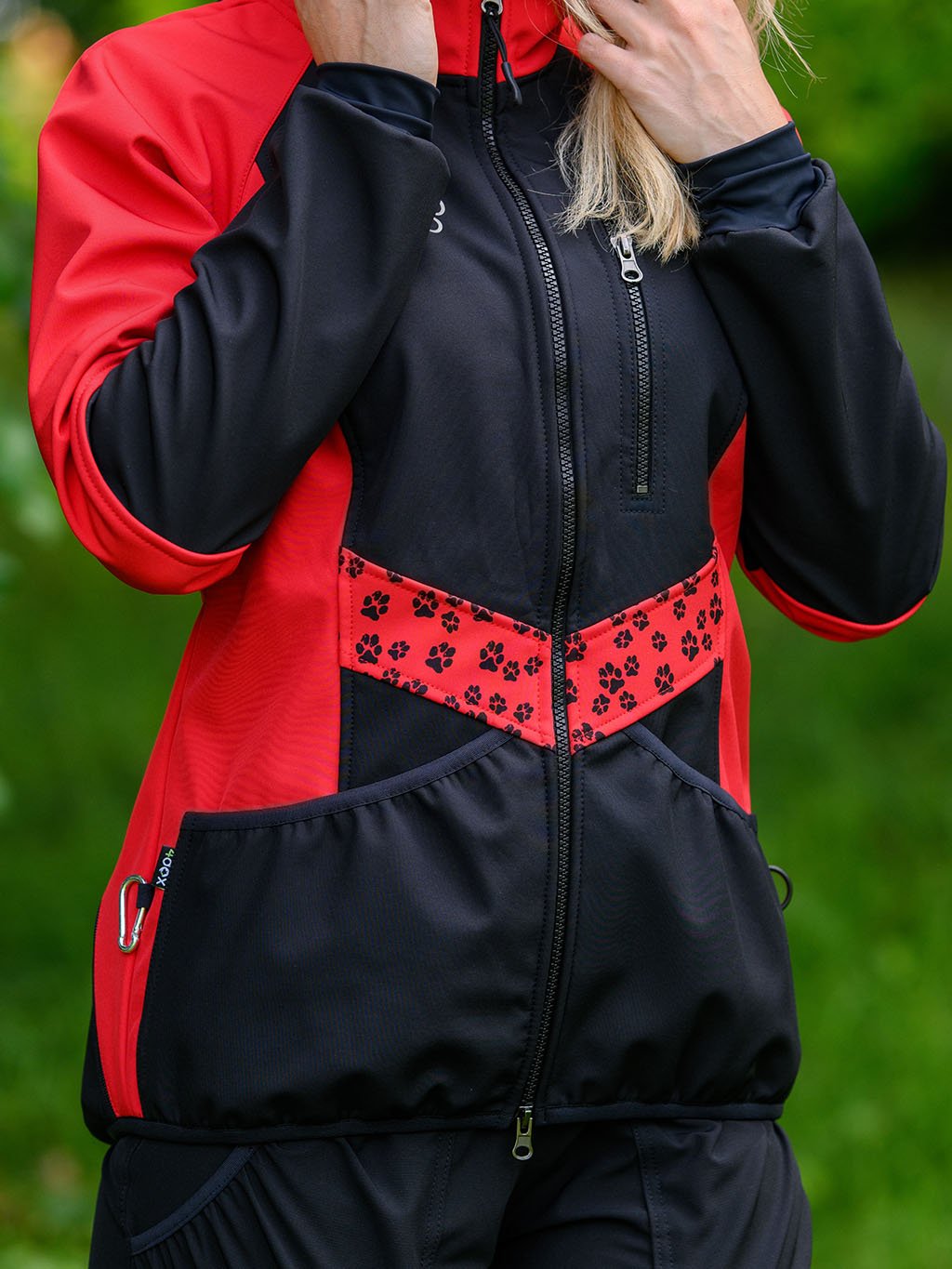 Ladies training jacket red all year round 4dox