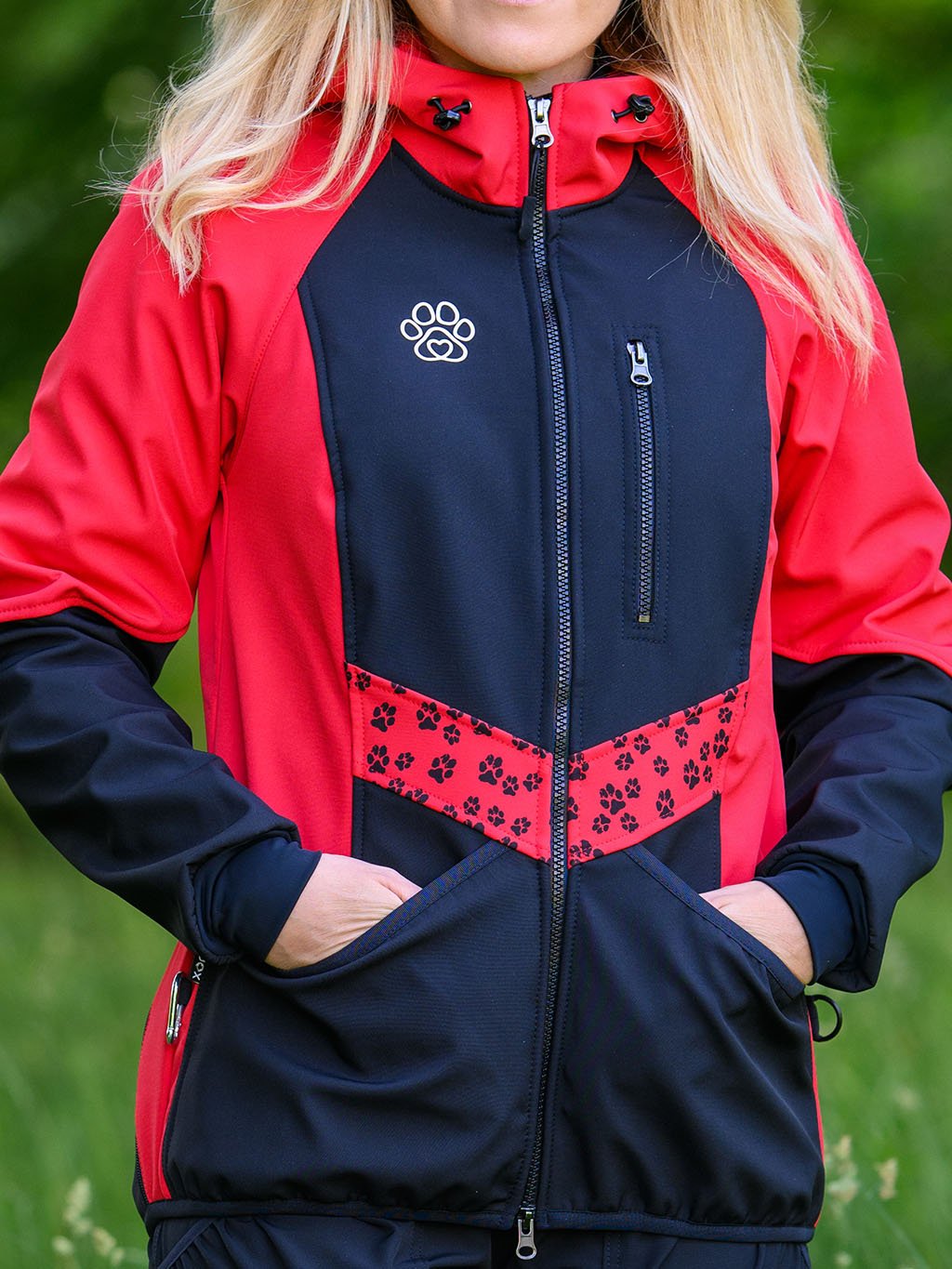 Ladies training jacket red all year round 4dox